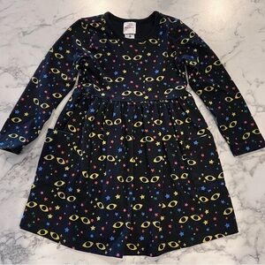 Hanna Andersson Print Halloween Printed Pocket Dress Cat Eyes 4t